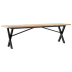 Couchtisch X-Gestell 160x40x45,5 cm Massivholz Kiefer Stahl