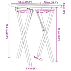 Esstisch X-Gestell 50x50x75,5cm Massivholz Kiefer und Stahl