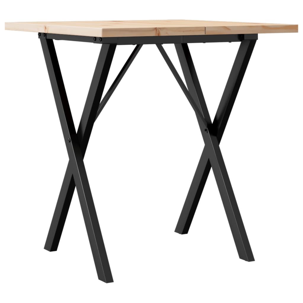 Esstisch X-Gestell 70x70x75,5cm Massivholz Kiefer und Stahl
