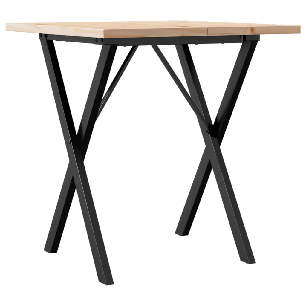 Esstisch X-Gestell 70x70x75,5cm Massivholz Kiefer und Stahl