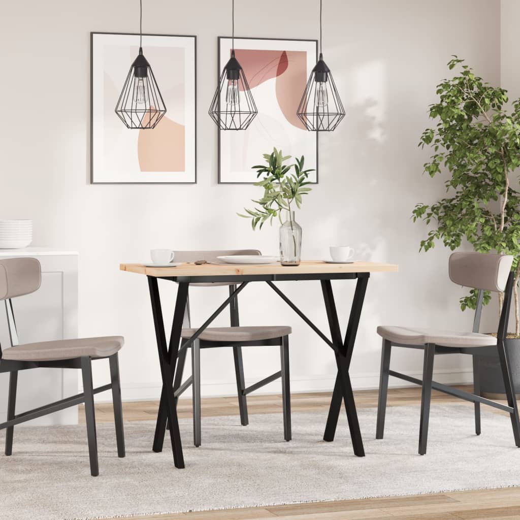 Esstisch X-Gestell 100x50x75,5 cm Massivholz Kiefer & Stahl