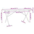 Esstisch X-Gestell 140x80x75,5 cm Massivholz Kiefer & Stahl