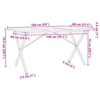 Esstisch X-Gestell 160x80x75,5 cm Massivholz Kiefer & Stahl