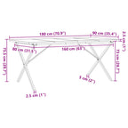Esstisch X-Gestell 180x90x75,5 cm Massivholz Kiefer & Stahl