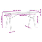 Esstisch Y-Gestell 160x80x75,5 cm Massivholz Kiefer & Stahl