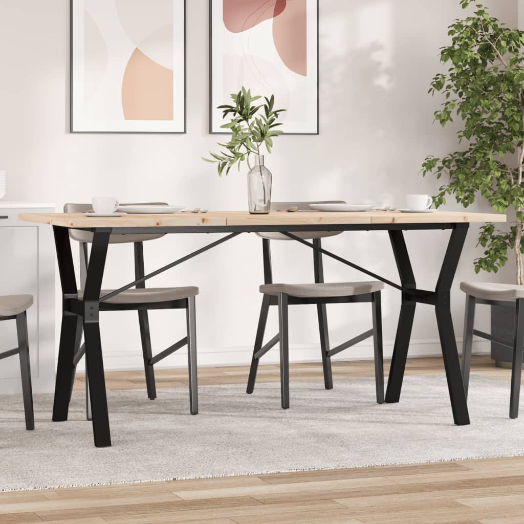 Esstisch Y-Gestell 160x80x75,5 cm Massivholz Kiefer & Stahl