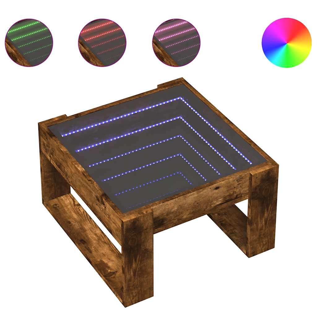 Couchtisch mit Infinity-LED Räuchereiche 50x53x30 cm