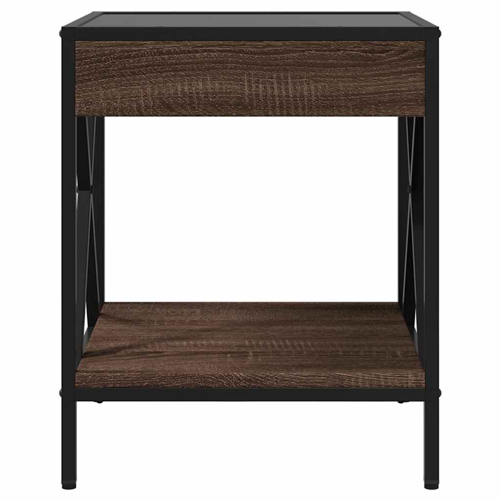 Couchtisch mit Infinity-LED Braun Eichen-Optik 40x40x49 cm