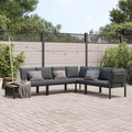4-tlg. Garten-Sofagarnitur mit Kissen Schwarz Aluminium