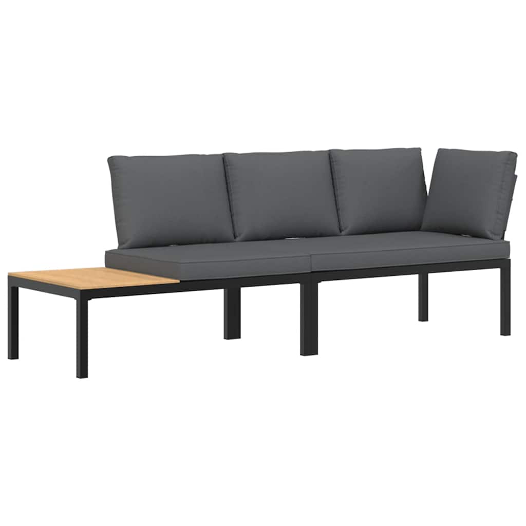2-tlg. Garten-Sofagarnitur mit Kissen Schwarz Aluminium