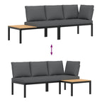 2-tlg. Garten-Sofagarnitur mit Kissen Schwarz Aluminium