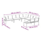 6-tlg. Garten-Sofagarnitur mit Kissen Schwarz Aluminium
