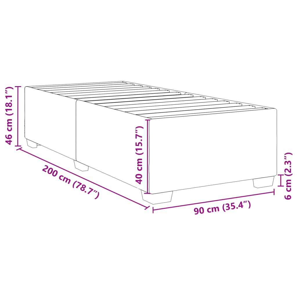 Bettgestell ohne Matratze Creme 90x200 cm Stoff