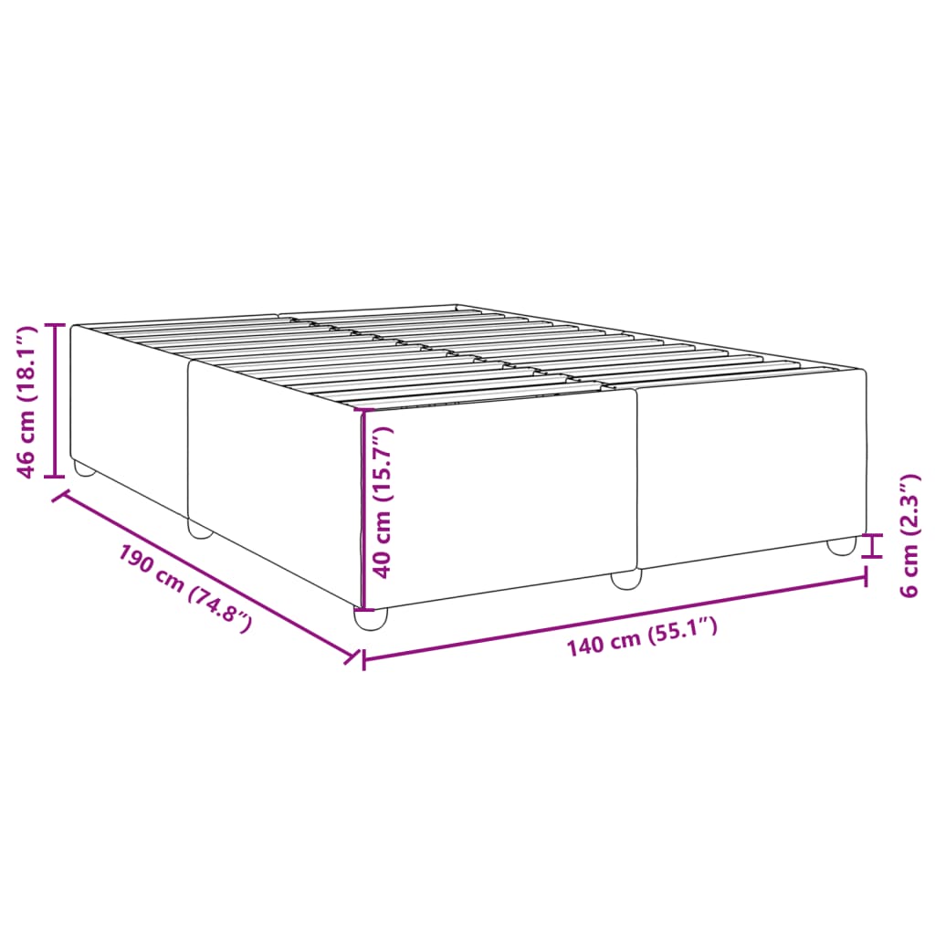 Bettgestell ohne Matratze Dunkelgrau 140x190 cm Stoff
