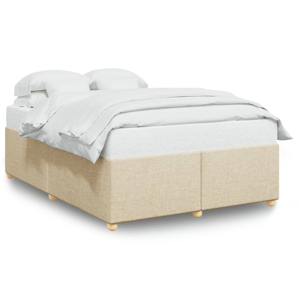 Bettgestell ohne Matratze Creme 140x190 cm Stoff