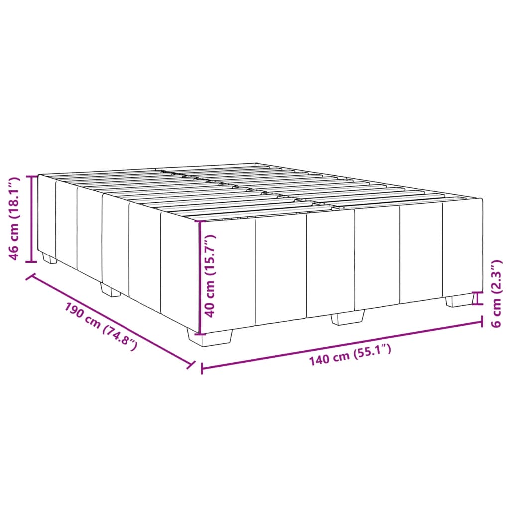 Bettgestell ohne Matratze Creme 140x190 cm Stoff