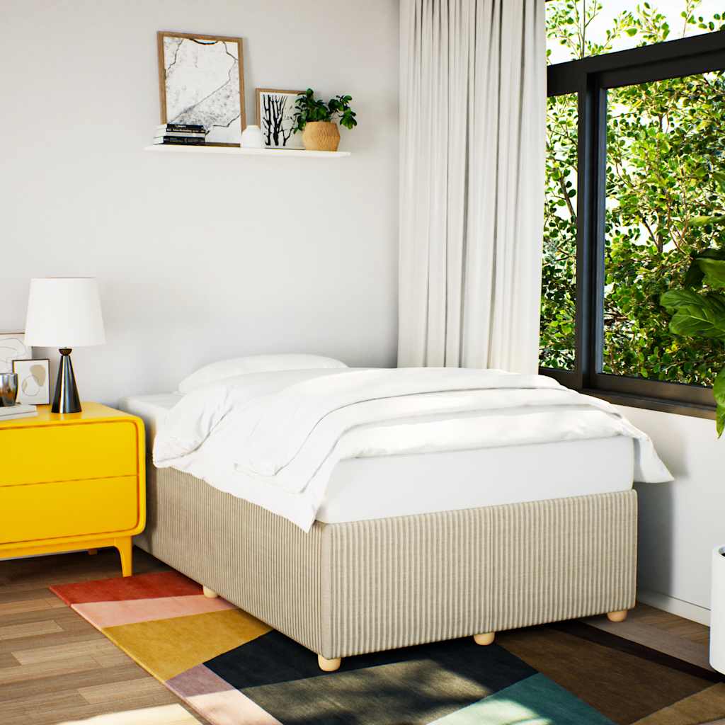 Bettgestell ohne Matratze Creme 120x190 cm Stoff