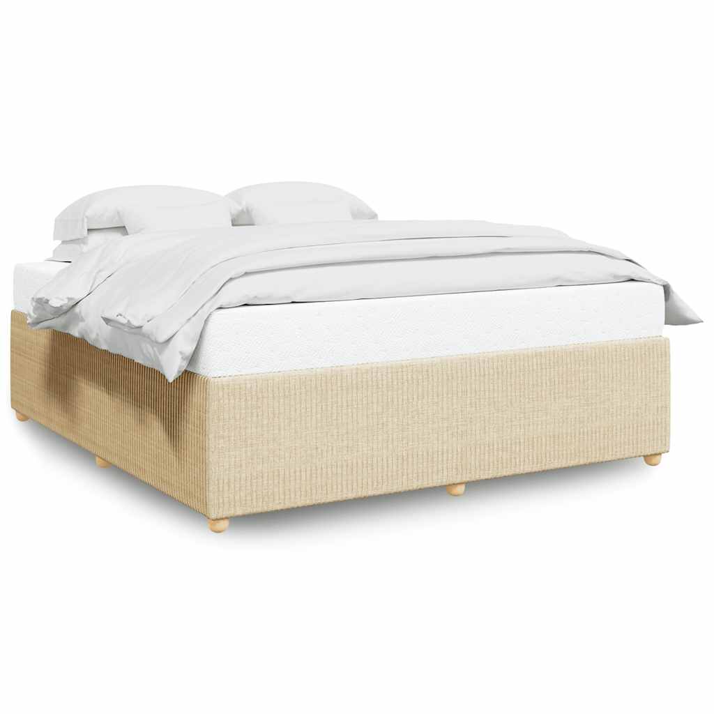 Bettgestell ohne Matratze Creme 200x200 cm Stoff