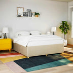 Bettgestell ohne Matratze Creme 200x200 cm Stoff