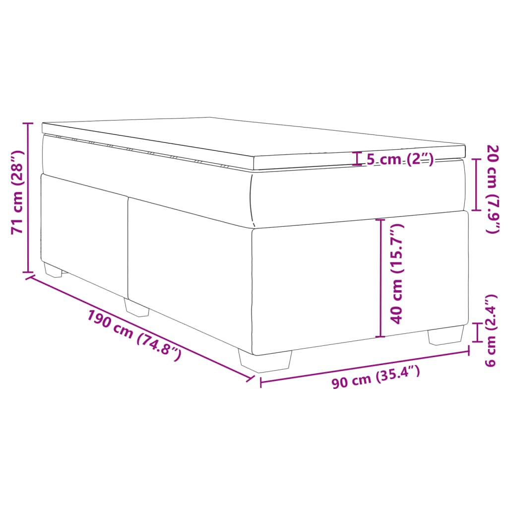 Boxspringbett mit Matratze Schwarz 90x190 cm Stoff