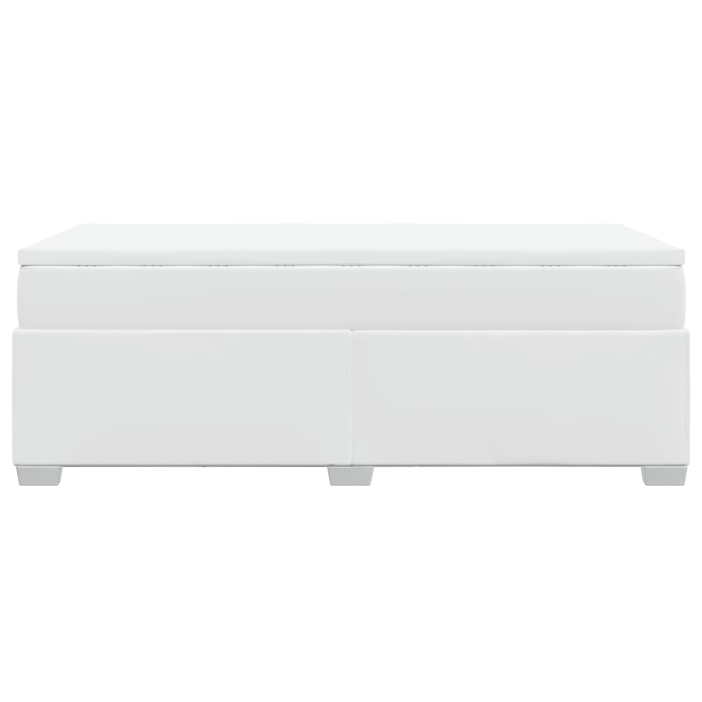 Boxspringbett mit Matratze Weiß 80x200 cm Kunstleder