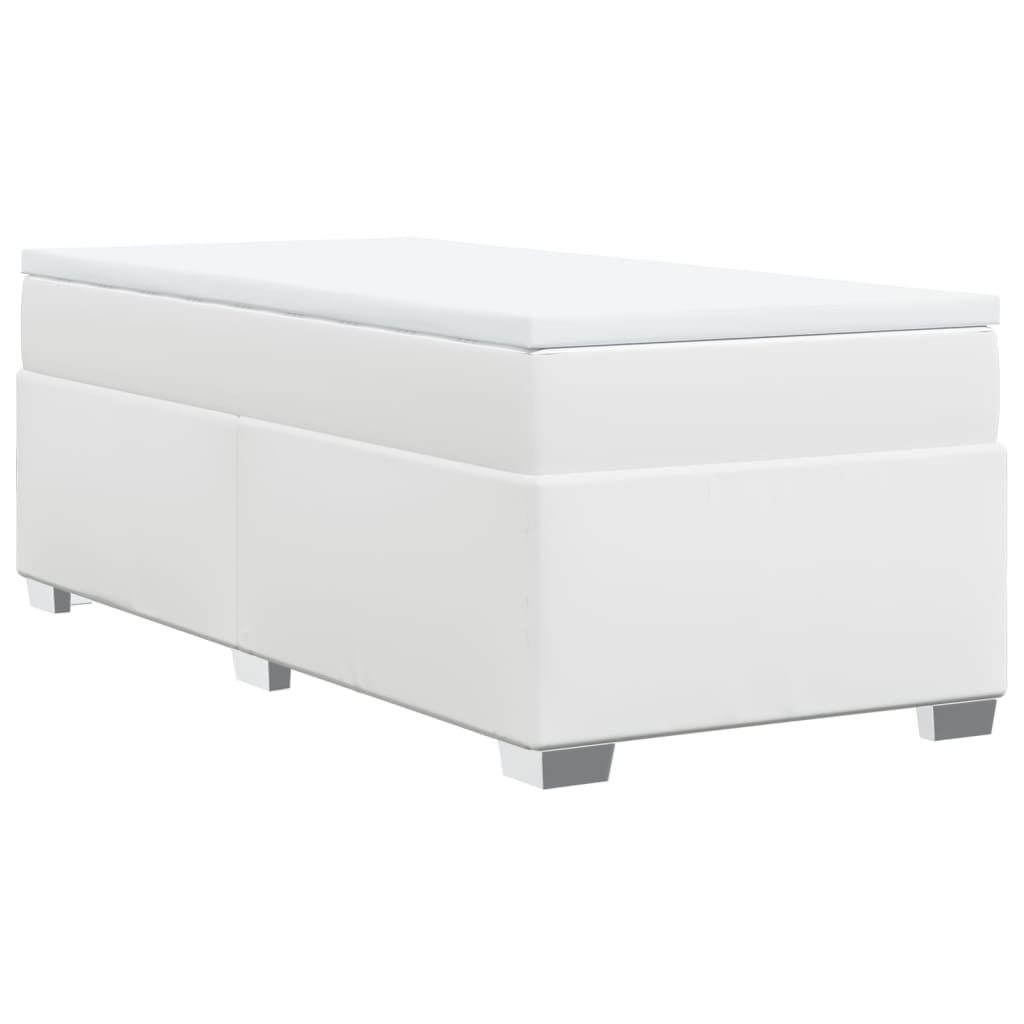 Boxspringbett mit Matratze Weiß 90x190 cm Kunstleder