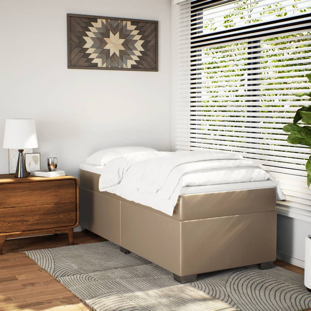 Boxspringbett mit Matratze Cappuccino-Braun 90x190cm Kunstleder