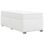Boxspringbett mit Matratze Weiß 100x200 cm Kunstleder