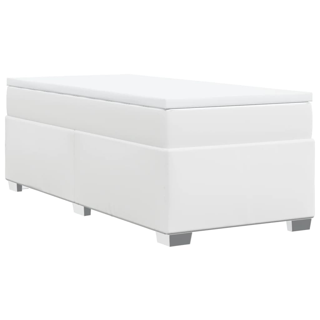 Boxspringbett mit Matratze Weiß 100x200 cm Kunstleder