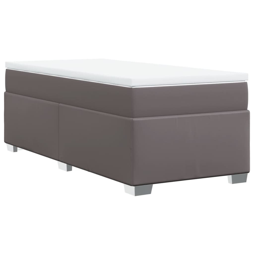 Boxspringbett mit Matratze Grau 100x200 cm Kunstleder