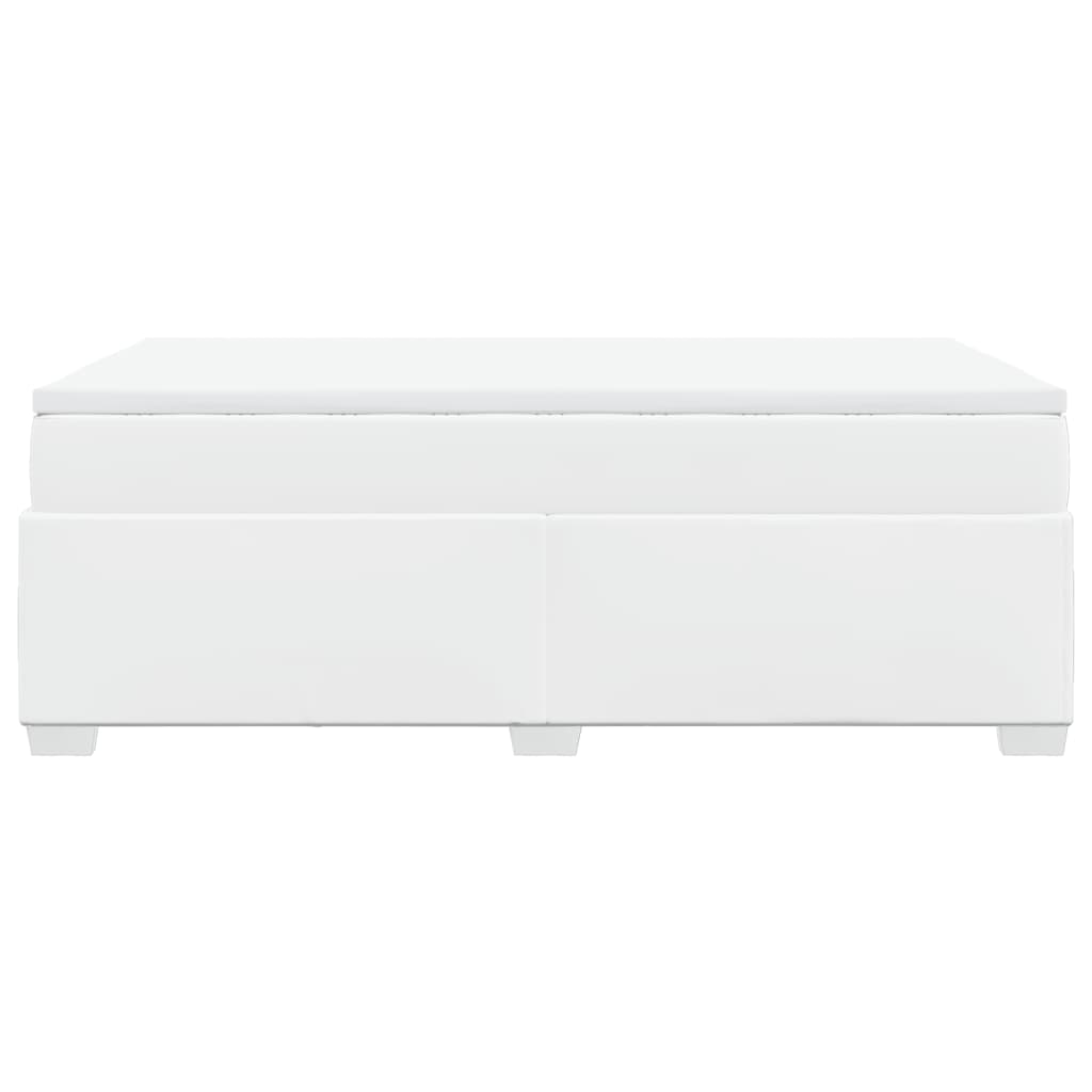 Boxspringbett mit Matratze Weiß 120x200 cm Kunstleder