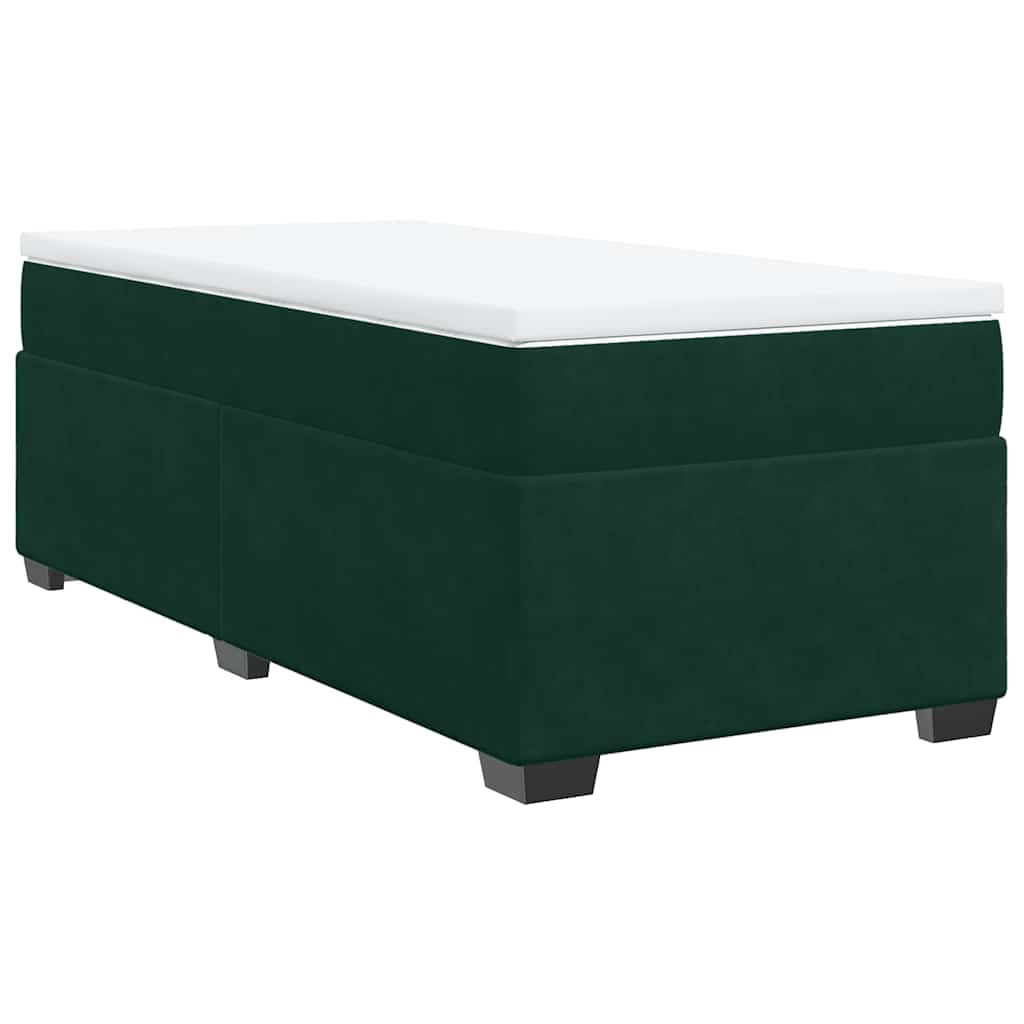 Boxspringbett mit Matratze Dunkelgrün 90x190 cm Samt