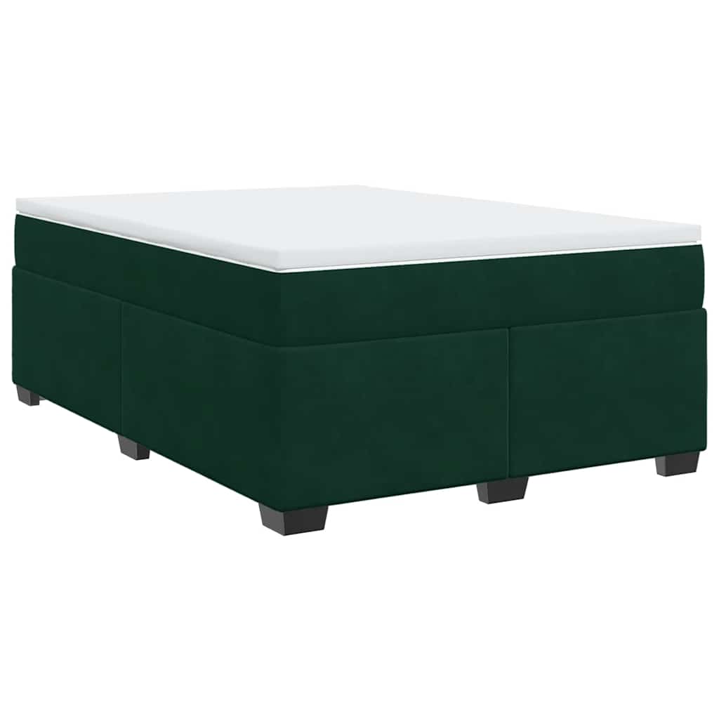Boxspringbett mit Matratze Dunkelgrün 140x200 cm Samt