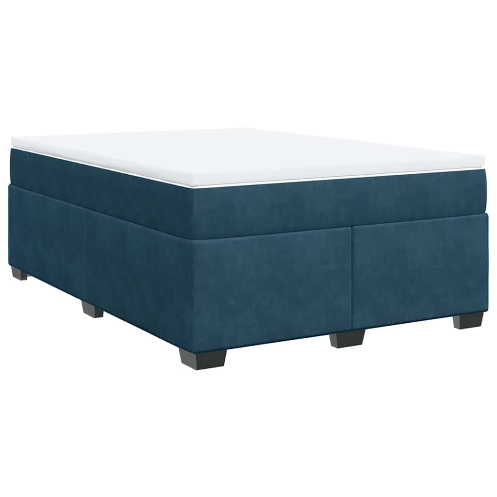 Boxspringbett mit Matratze Dunkelblau 140x200 cm Samt
