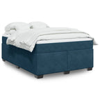 Boxspringbett mit Matratze Dunkelblau 140x200 cm Samt