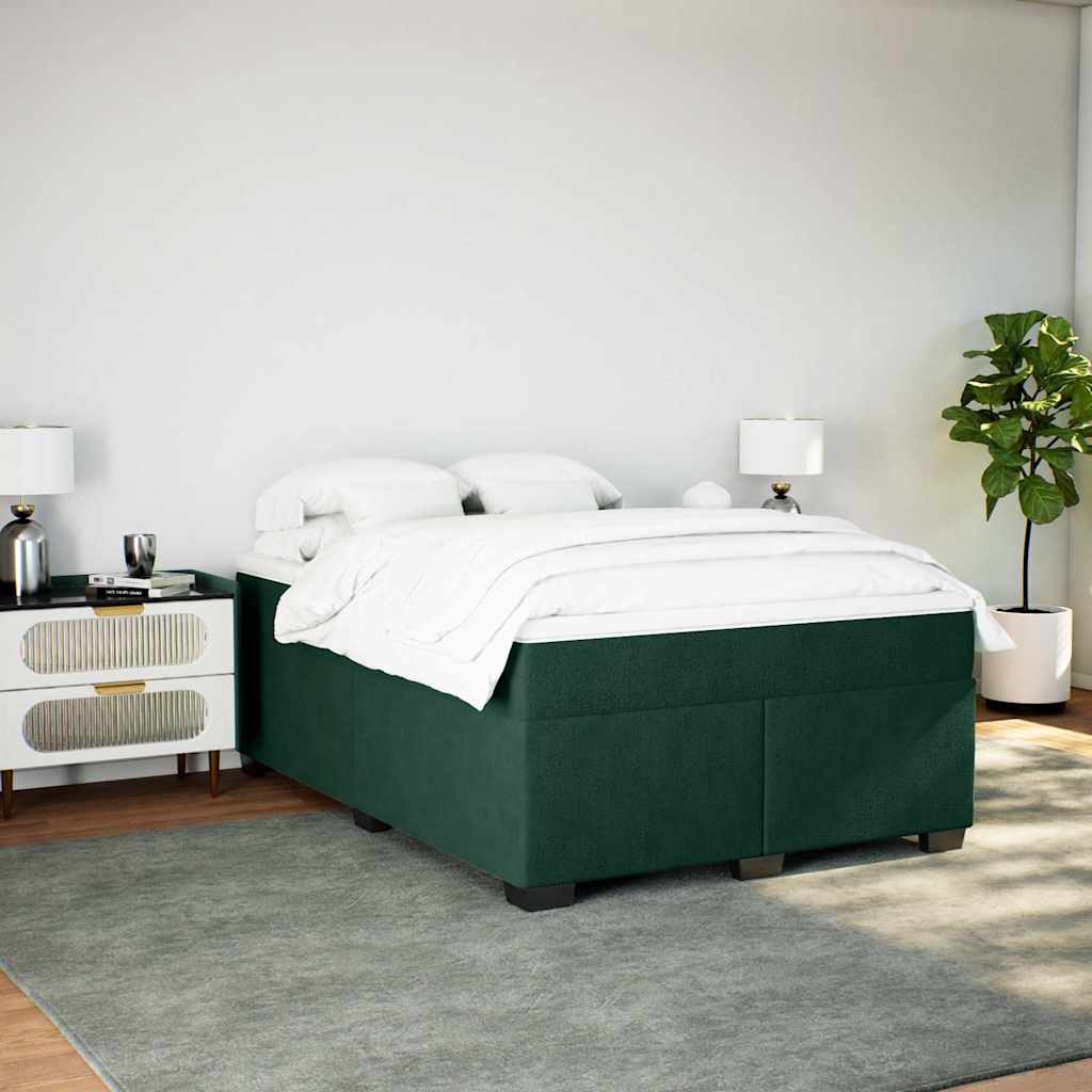 Boxspringbett mit Matratze Dunkelgrün 160x200 cm Samt