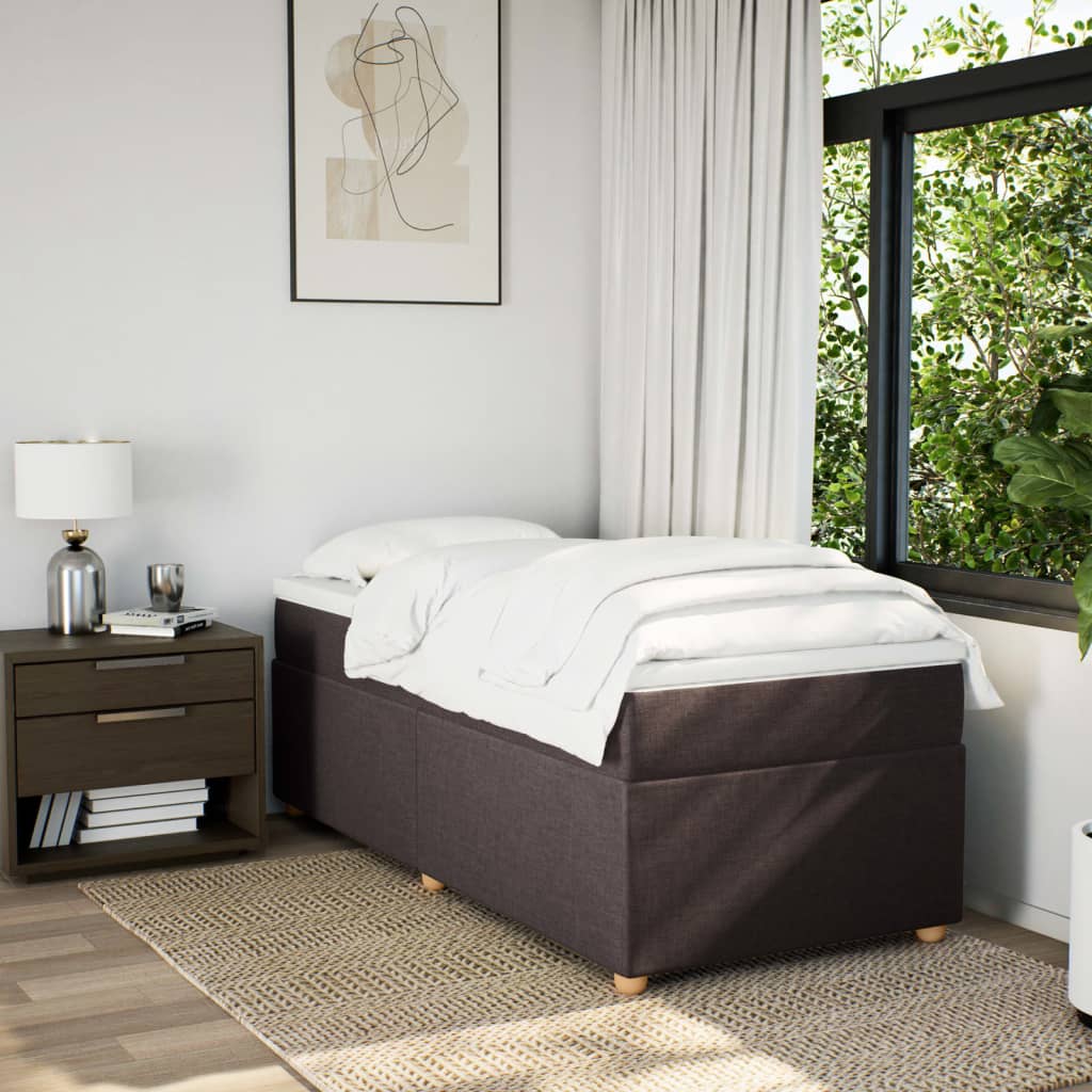 Boxspringbett mit Matratze Dunkelbraun 80x200 cm Stoff