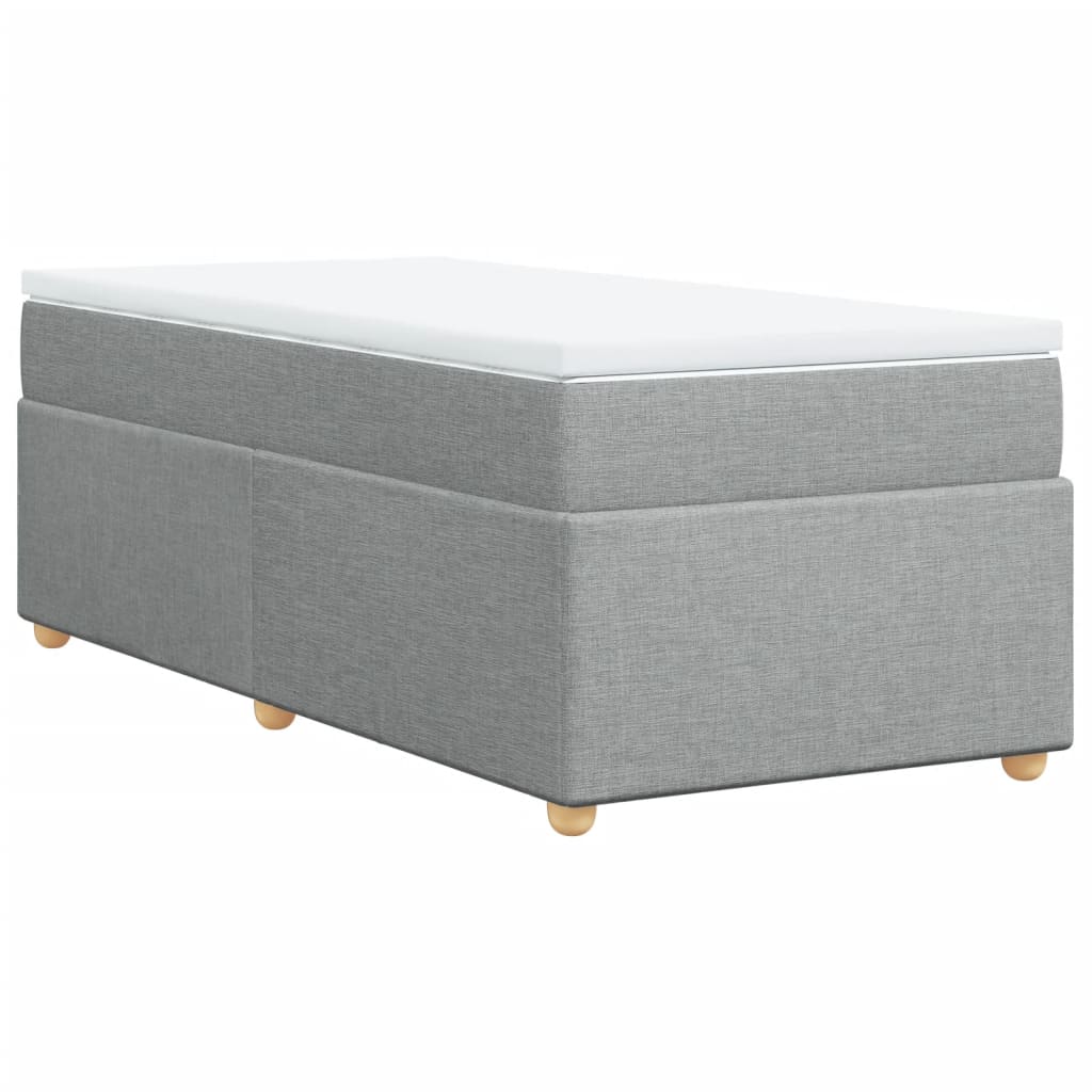Boxspringbett mit Matratze Hellgrau 100x200 cm Stoff