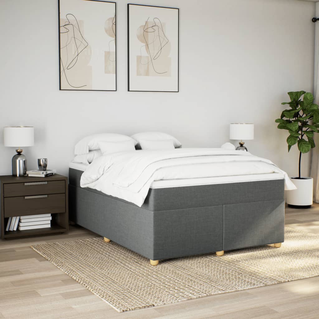 Boxspringbett mit Matratze Dunkelgrau 140x190 cm Stoff
