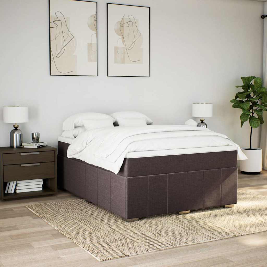 Boxspringbett mit Matratze Dunkelbraun 140x190 cm Stoff