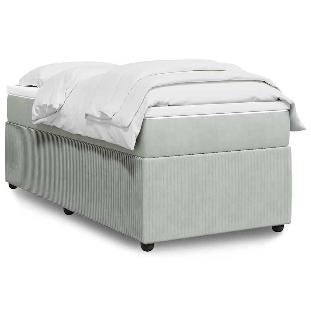 Boxspringbett mit Matratze Hellgrau 90x190 cm Samt