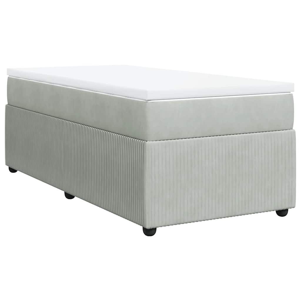 Boxspringbett mit Matratze Hellgrau 100x200 cm Samt