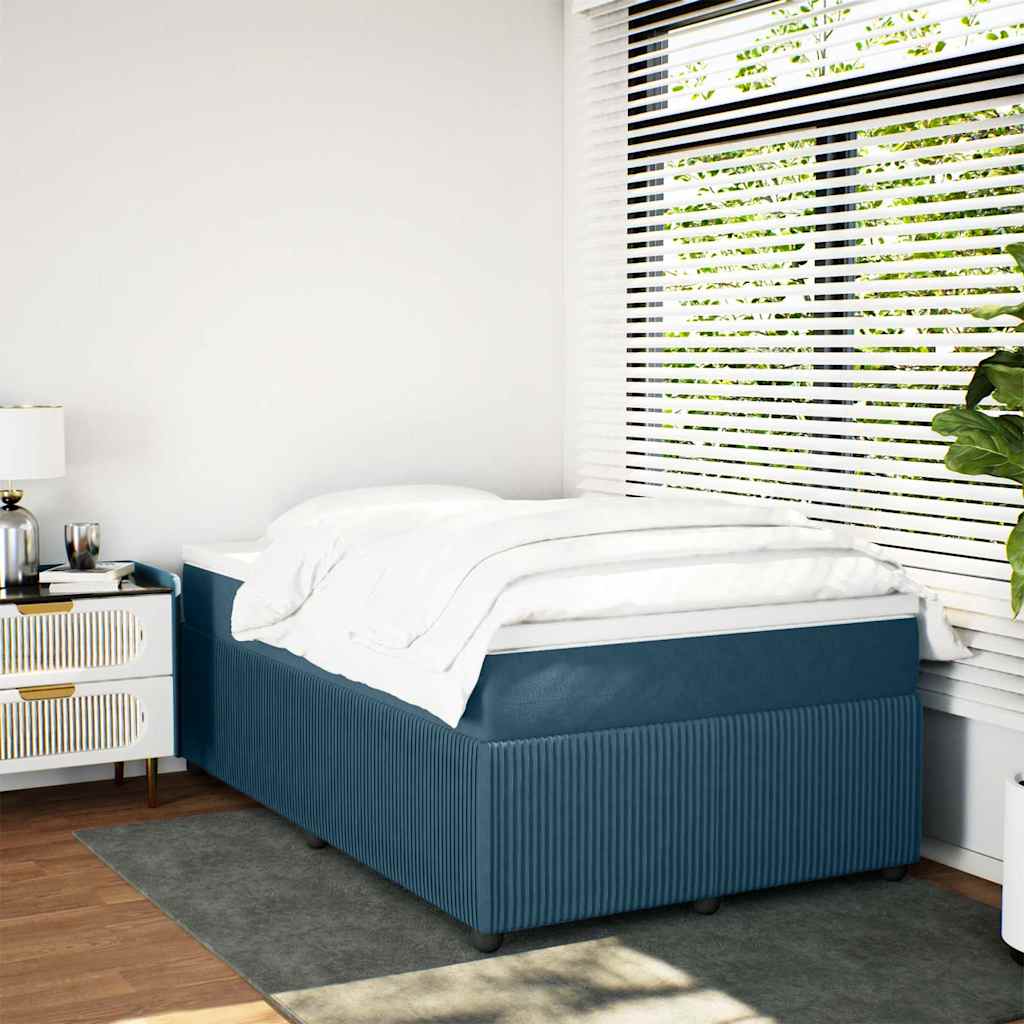 Boxspringbett mit Matratze Dunkelblau 120x190 cm Samt