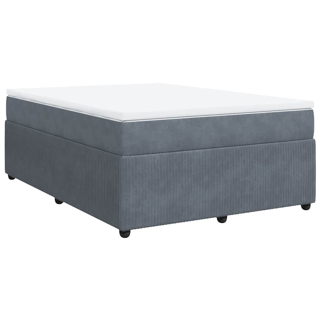 Boxspringbett mit Matratze Dunkelgrau 140x190 cm Samt