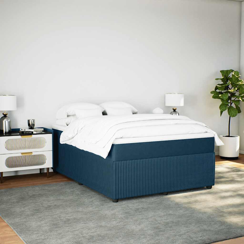 Boxspringbett mit Matratze Dunkelblau 140x190 cm Samt