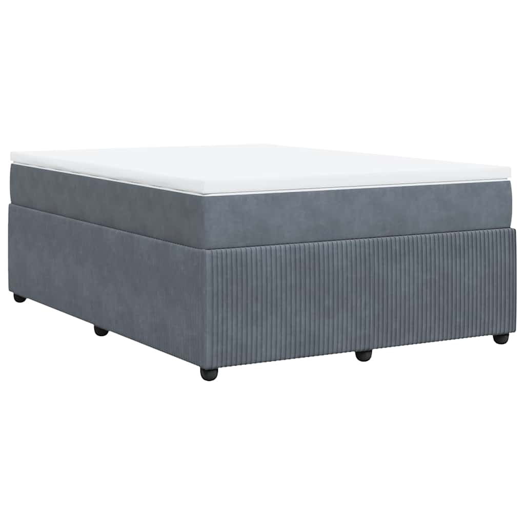 Boxspringbett mit Matratze Dunkelgrau 140x200 cm Samt