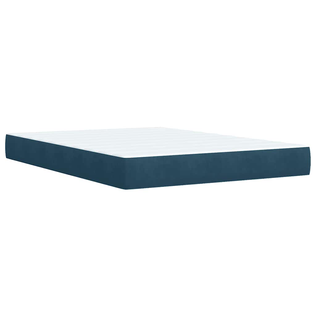 Boxspringbett mit Matratze Dunkelblau 140x200 cm Samt