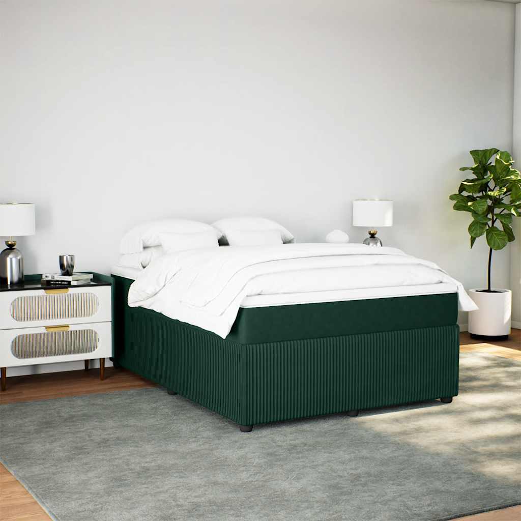 Boxspringbett mit Matratze Dunkelgrün 160x200 cm Samt