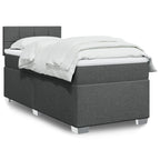 Boxspringbett mit Matratze Dunkelgrau 80x200 cm Stoff