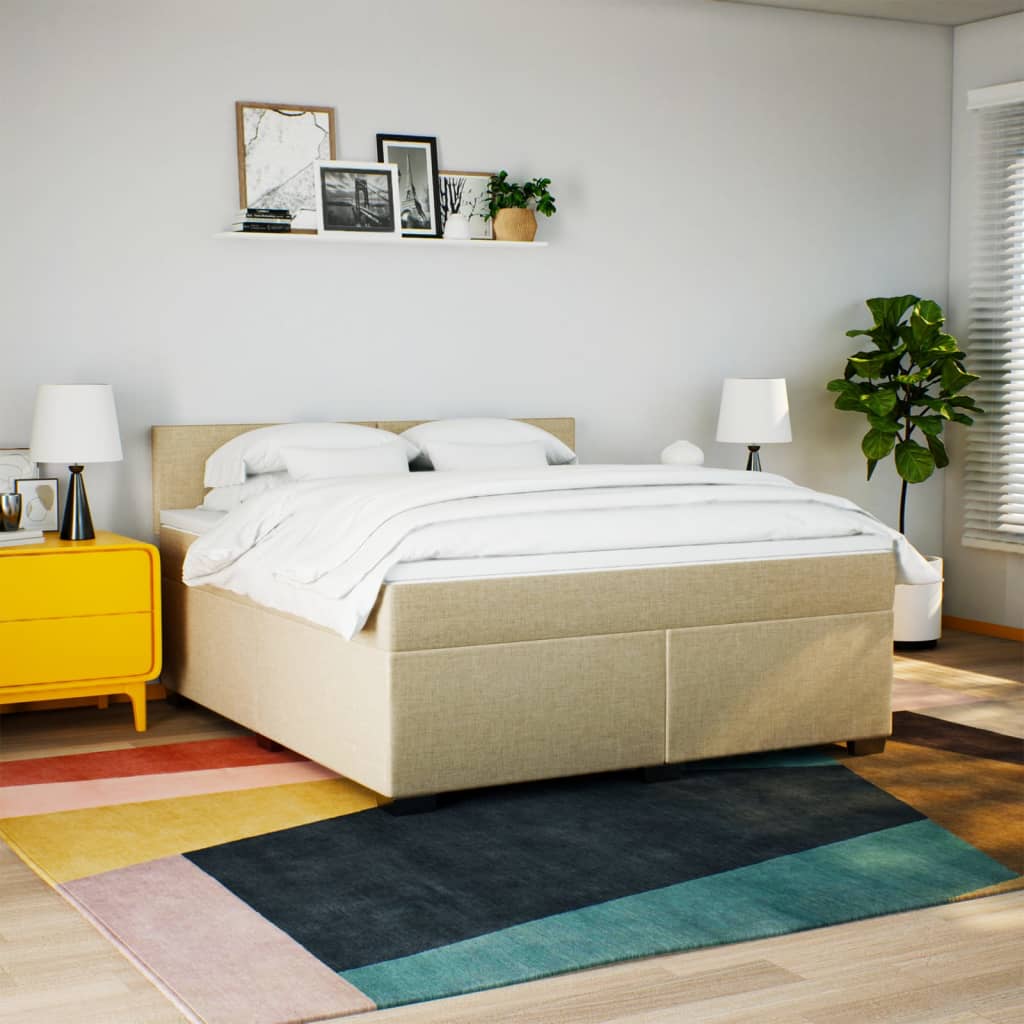 Boxspringbett mit Matratze Creme 180x200 cm Stoff